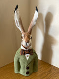 Hare Bust (Green Jacket) Original Sculpture by Louise Brown *NEW*-Original Art-The Acorn Gallery