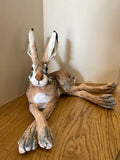 Lying Down Hare Original Sculpture by Louise Brown *NEW*-Original Art-The Acorn Gallery