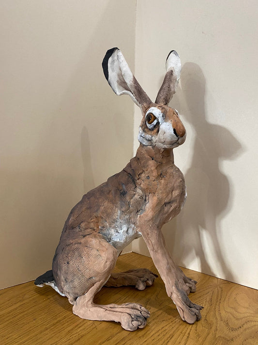 Louise Brown Sitting Hare Original Sculpture - The Acorn Gallery, Pocklington