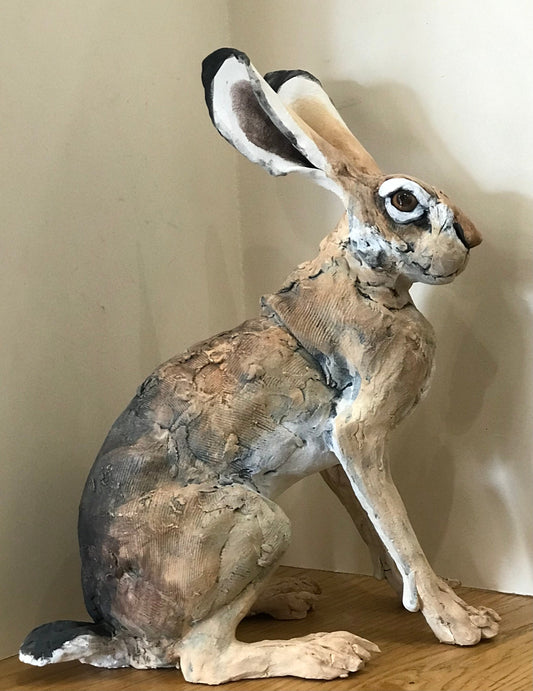 Louise Brown Sitting Hare Original Sculpture - The Acorn Gallery, Pocklington