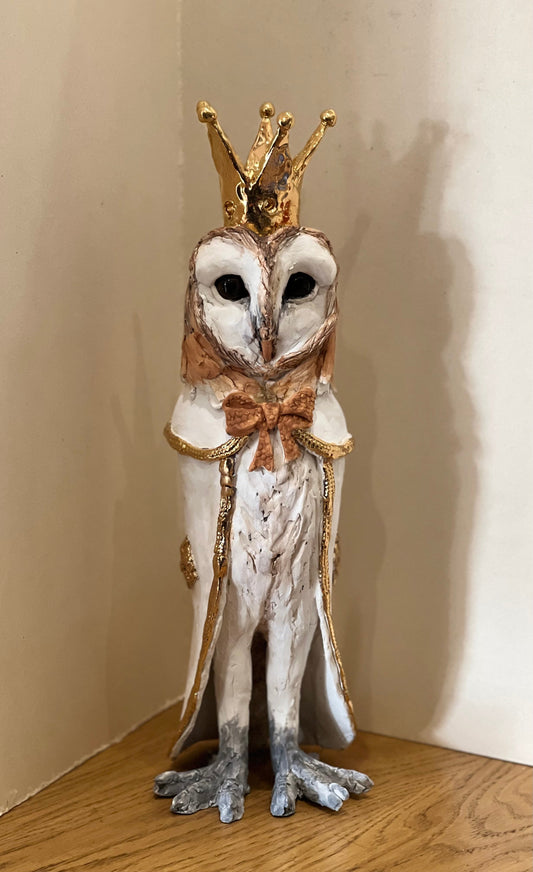 Louise Brown Standing Owl III Original Sculpture - The Acorn Gallery, Pocklington