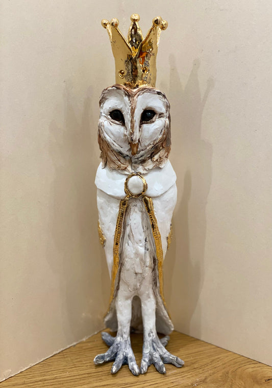 Louise Brown Standing Owl Original Sculpture - The Acorn Gallery, Pocklington