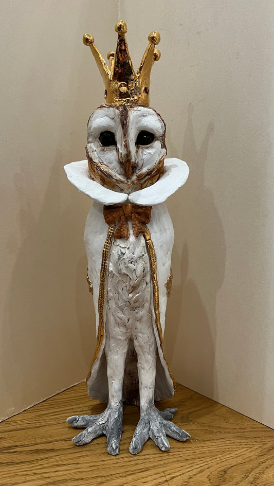 Louise Brown Standing Owl IV Original Sculpture - The Acorn Gallery, Pocklington