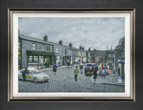 On The Cobbles Canvas by Leigh Lambert