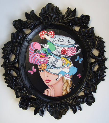 Cheshire And Alice's Tea Party Original by Marie Louise Wrightson *SOLD*