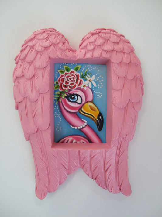 Marie Louise Wrightson Little Miss Flamingo Original Oil Painting - The Acorn Gallery, Pocklington