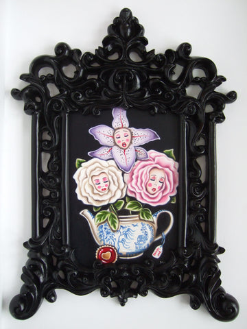 The Teapot Of Singing Flowers Original by Marie Louise Wrightson *SOLD*