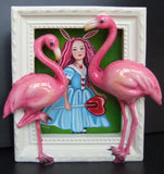 Alice In The Flamingo Garden Original by Marie Louise Wrightson *SOLD*-Original Art-Marie-Louise-Wrightson-The Acorn Gallery