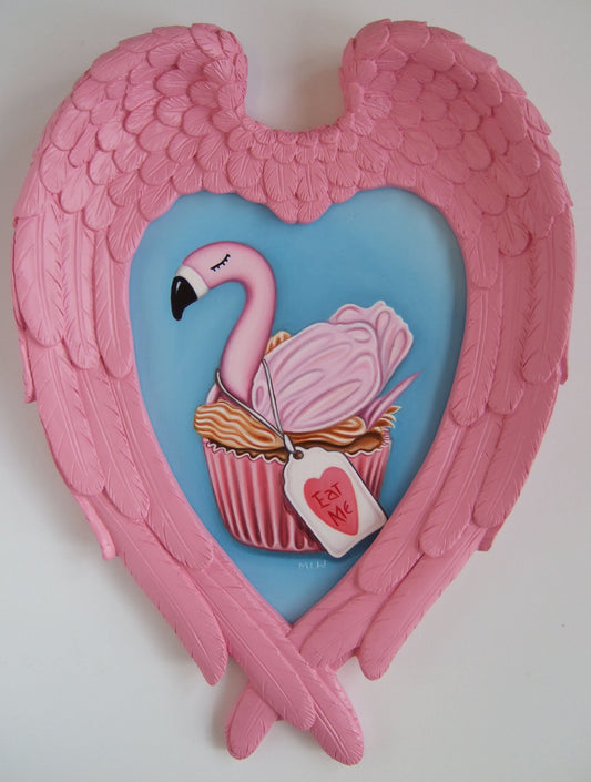 Marie Louise Wrightson Alice's Flamingo Cupcake Original - The Acorn Gallery, Pocklington