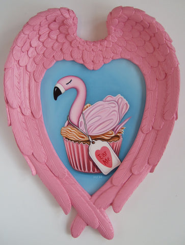 Alice's Flamingo Cupcake Original by Marie Louise Wrightson *SOLD*-Original Art-Marie-Louise-Wrightson-The Acorn Gallery