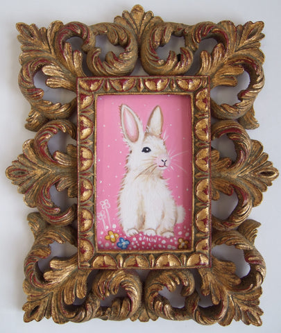The Fluffy White Rabbit Original by Marie Louise Wrightson *SOLD*-Original Art-Marie-Louise-Wrightson-The Acorn Gallery