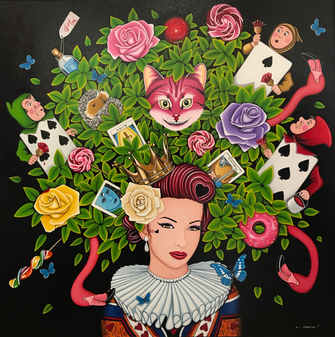 Queen of Hearts and Lollies Original by Marie Louise Wrightson *SOLD*-Original Art-Marie-Louise-Wrightson-The Acorn Gallery