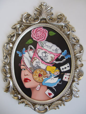 Tea And Treats With Alice Original by Marie Louise Wrightson *SOLD*-Original Art-Marie-Louise-Wrightson-The Acorn Gallery