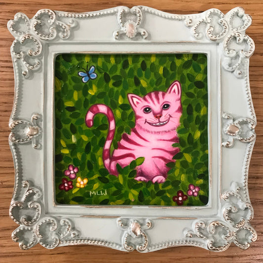 Marie Louise Wrightson The Cheshire Cat In His Garden Original - The Acorn Gallery, Pocklington