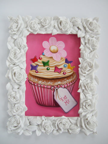 Pink Daisy Cupcake Original by Marie Louise Wrightson *NEW*-Original Art-Marie-Louise-Wrightson-The Acorn Gallery