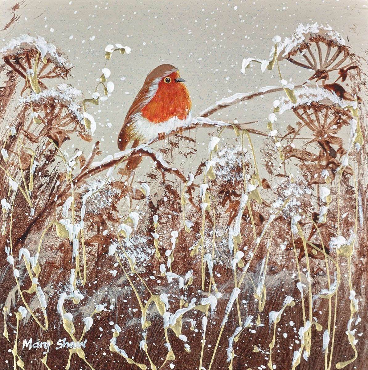 Robin Redbreast II Original by Mary Shaw *SOLD*