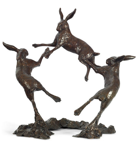 Moondance (Hares Large) Bronze Sculpture by Michael Simpson