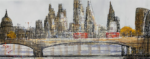 London's Banking District Original on Aluminium by Nigel Cooke *SOLD*