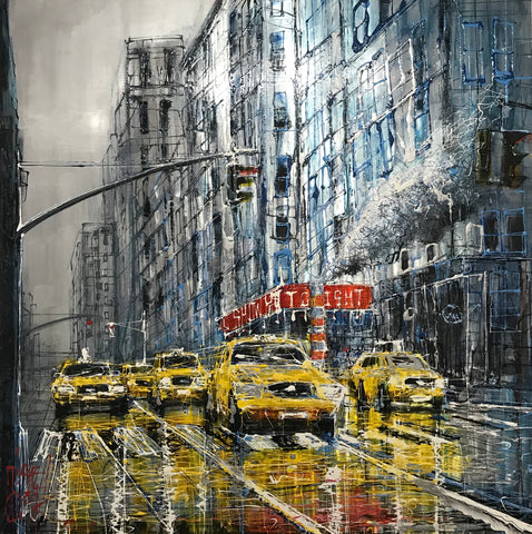 New York Rush Hour Original on Aluminium by Nigel Cooke *SOLD*