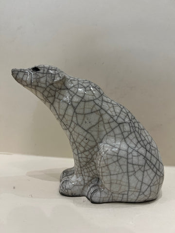 Medium Polar Bear Raku Sculpture by Paul Jenkins-Sculpture-The Acorn Gallery
