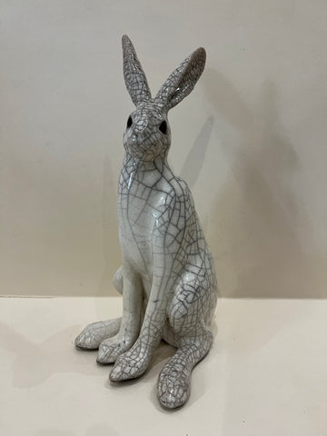 Medium Sitting Hare Raku Sculpture by Paul Jenkins-Sculpture-The Acorn Gallery