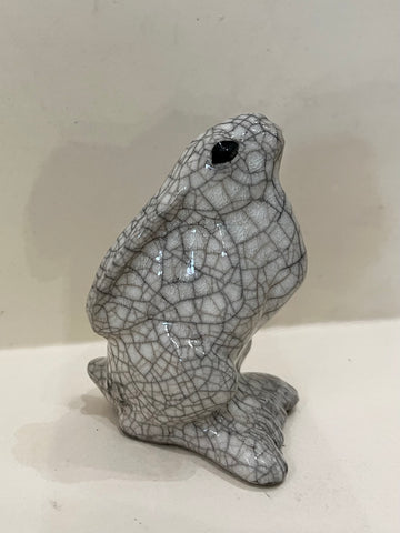 Small Moongazer Hare Raku Sculpture by Paul Jenkins-Sculpture-The Acorn Gallery