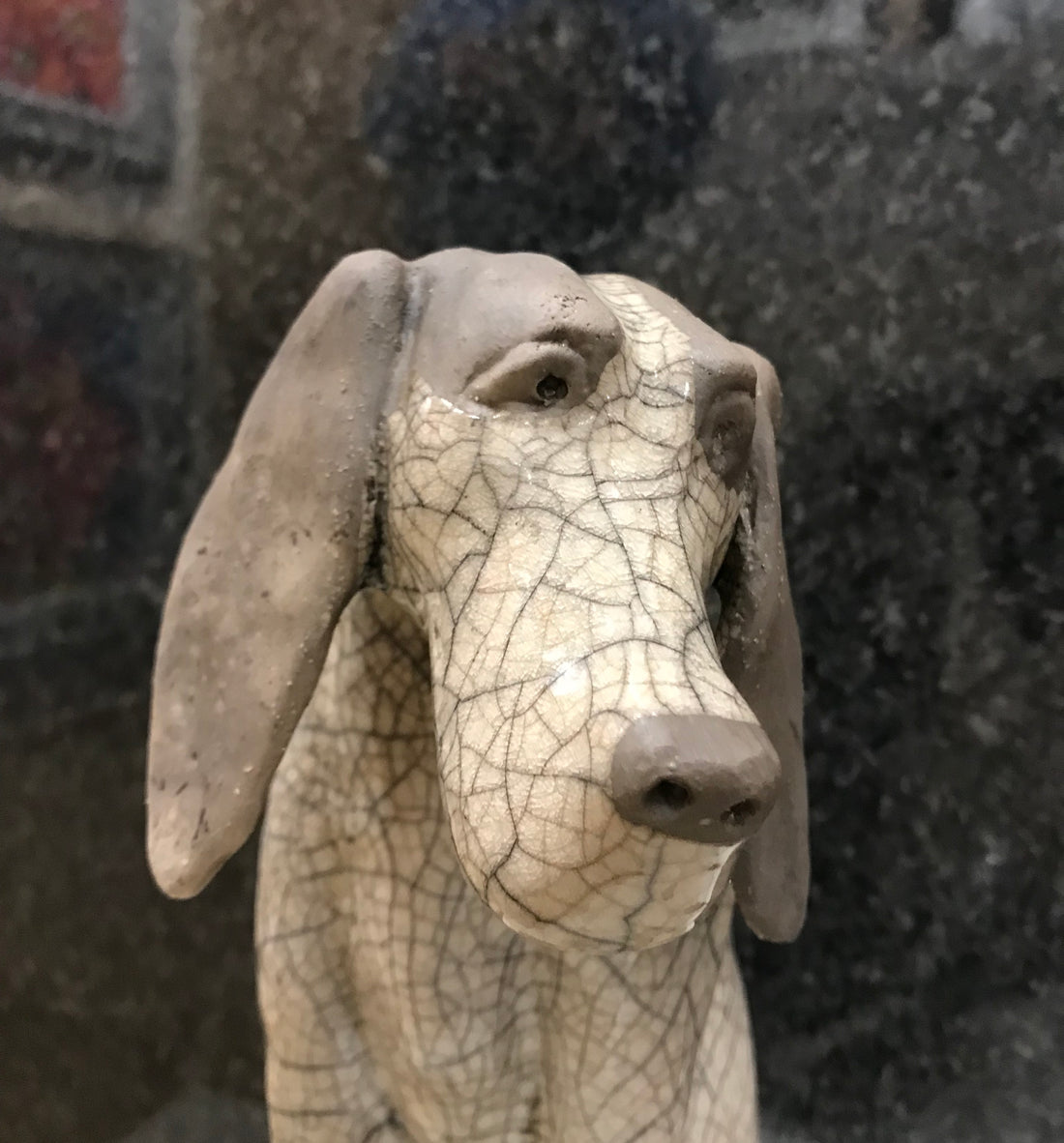 Henry the Large Dog Raku Sculpture by Paul Jenkins - The Acorn Gallery