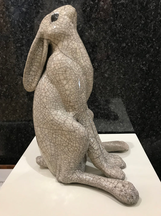 Large Moongazer Hare Raku Sculpture by Paul Jenkins-Sculpture-The Acorn Gallery