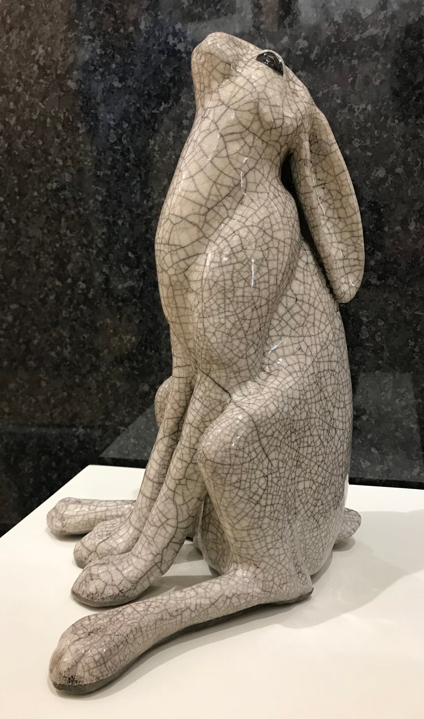 Large Moongazer Hare Raku Sculpture by Paul Jenkins-Sculpture-The Acorn Gallery