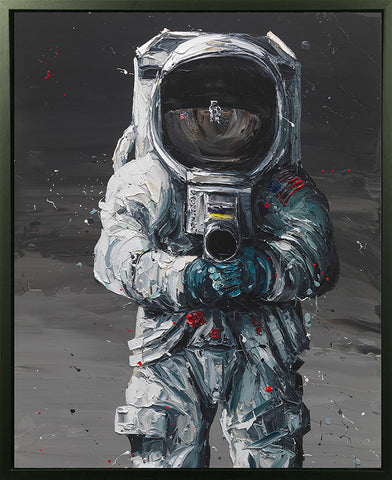 First Man (Neil Armstrong)  Hand Embellished Canvas by Paul Oz