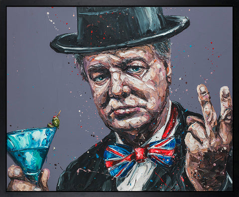 I Am Easily Satisfied With The Best (Winston Churchill)  Hand Embellished Canvas by Paul Oz