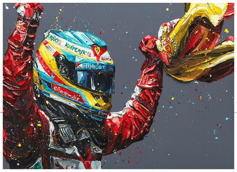 Alonso - Spain 2013 Hand Embellished Canvas by Paul Oz