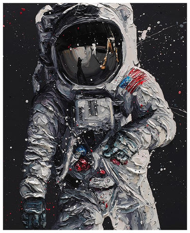 Contact Light (Buzz Aldrin) Hand Embellished Canvas by Paul Oz