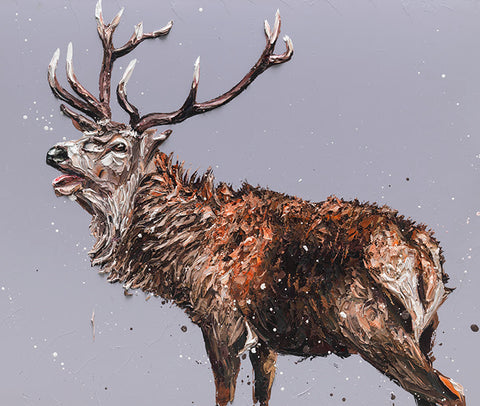 A painting of a stag by Paul Oz