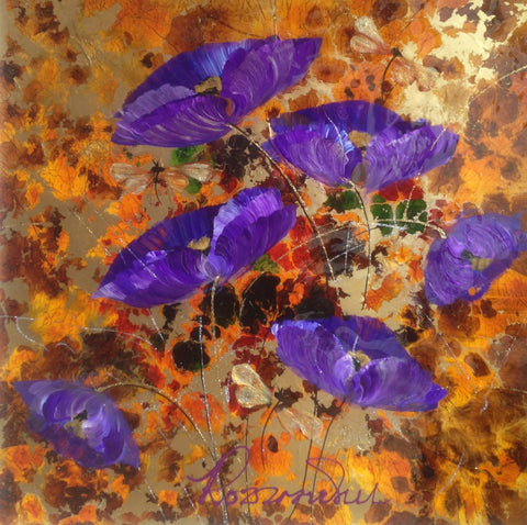 Purple Poppies Original by Rozanne Bell *SOLD*