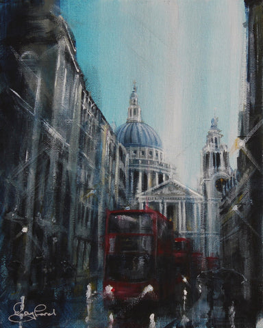 London Study #4 - St. Paul's Buses Original by Rayford *SOLD*-Original Art-The Acorn Gallery-Rayford-artist-The Acorn Gallery