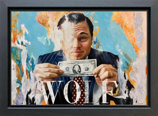 Sannib The Wolf Leonardo Di Caprio Hand Embellished Canvas - The Acorn Gallery,Pocklington