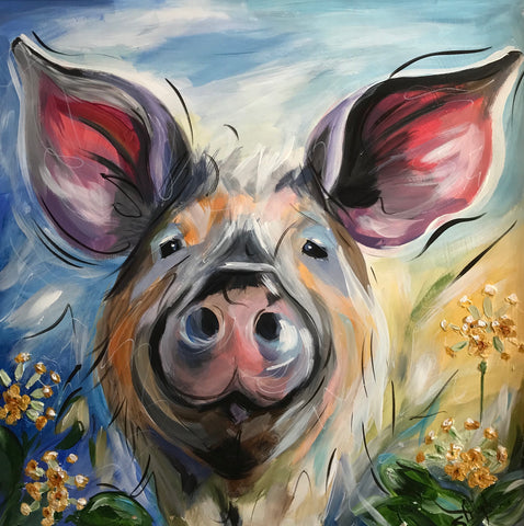 Bessie The Pig Original by Susan Leigh-Original Art-The Acorn Gallery