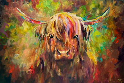 Portknockie (Highland Cow) ORIGINAL By Sue Gardner *SOLD*