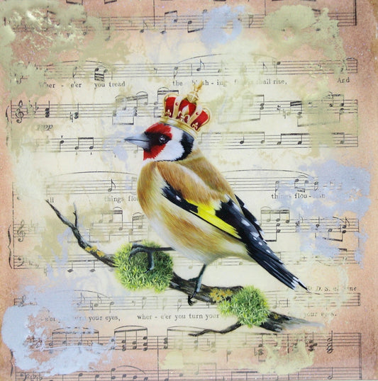 King of All I See. A stunning original bird painting by Sarah Ewing painted on sheet music. Available at The Acorn Gallery with UK delivery. Visit Us or Shop Online. Call 01759 307652.King Of All I See Original by Sarah Louise Ewing-Original Art-The Acorn Gallery