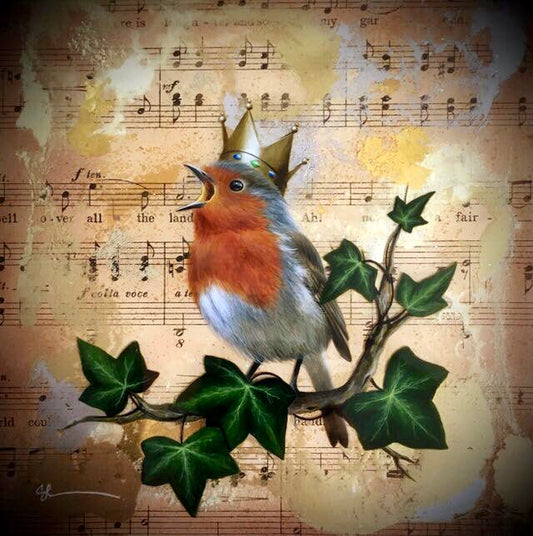 King Robin by Sarah Louise Ewing. A beautifully framed limited edition canvas. Wider bird collection available. Secure UK Delivery. Visit Us in Store or Shop Online.