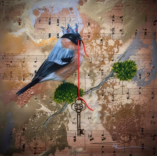 Love is The Master Key Original by Sarah Louise Ewing. A beautifully detailed original painting. More birds available. Secure UK Delivery. Visit or Shop Online.