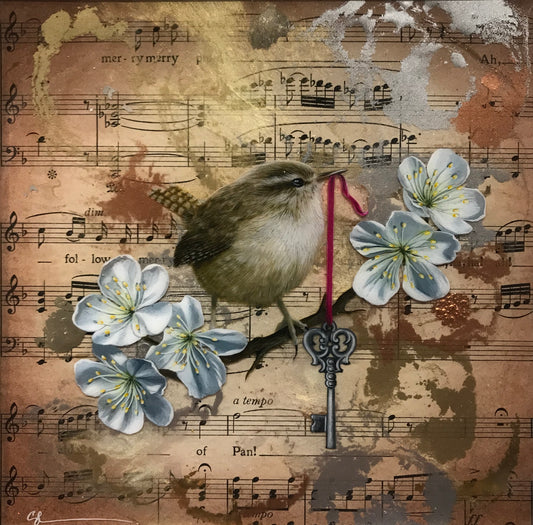 Prince of Spring Original by Sarah Louise Ewing. A beautifully framed painting with intricate detail. More Birds Available. Secure UK Delivery. Shop Online.