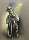 Trombone Player Original Sketch Study by Tim Shorten *NEW*-Original Art-The Acorn Gallery