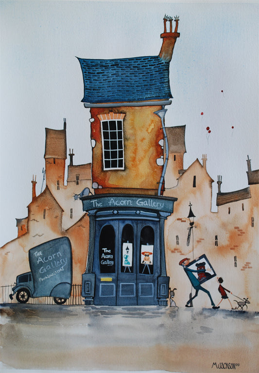 Mike Jackson Quirky House ORIGINAL Watercolour Painting The Acorn Gallery