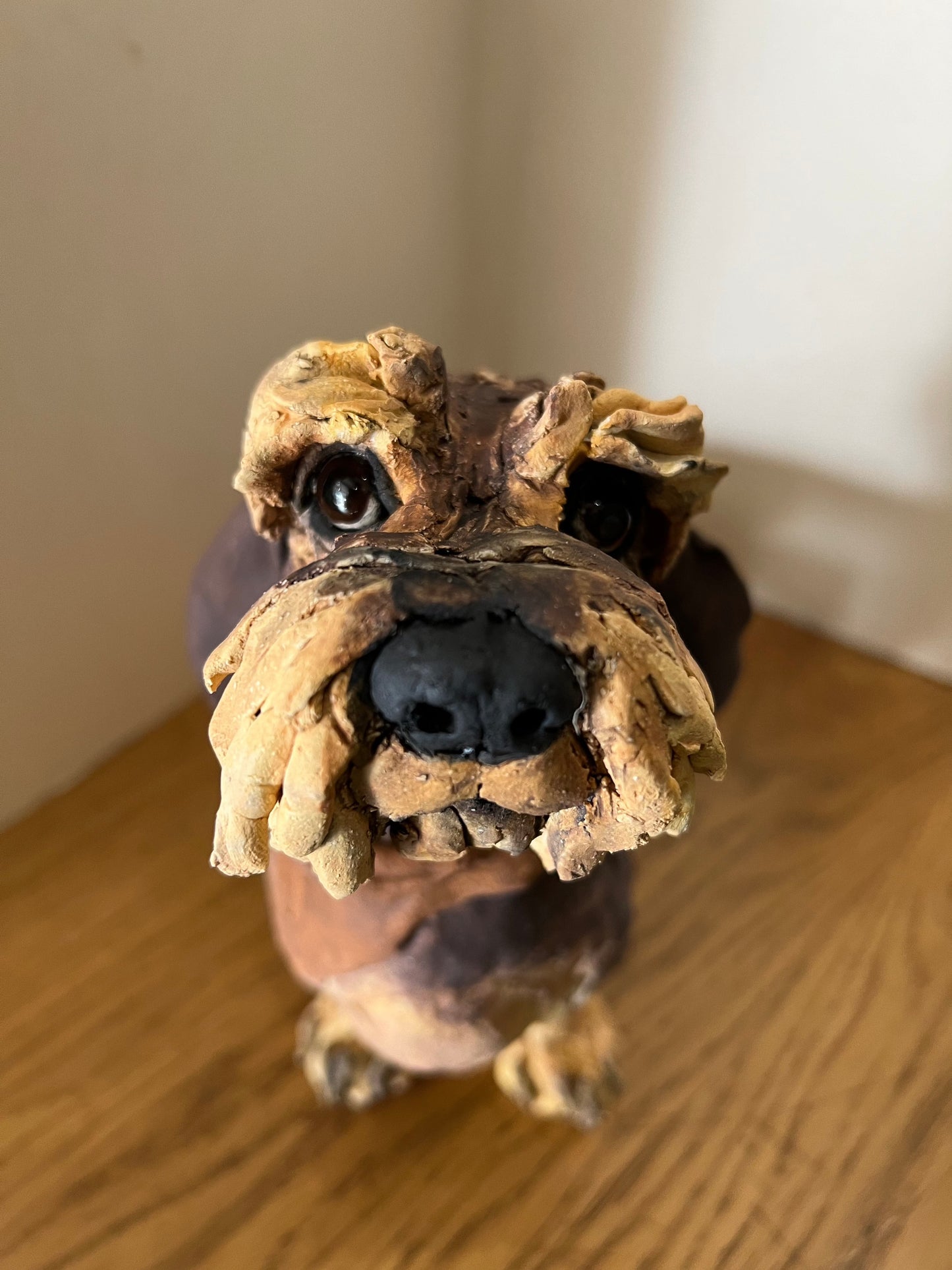 Louise Brown Dachshund Brown Necker Original Sculpture - The Acorn Gallery, Pocklington