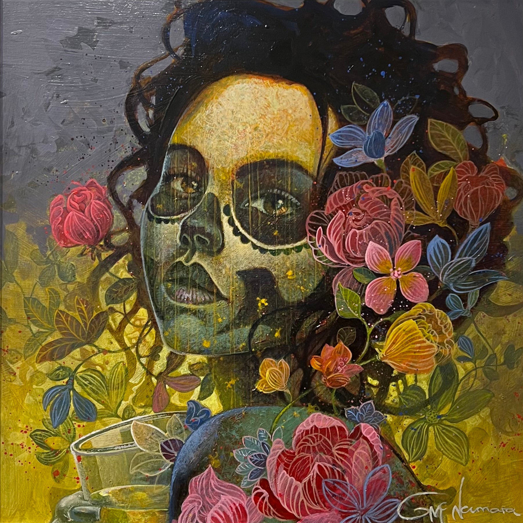 Gary McNamara A Toast To The Living (Day Of The Dead) Original Painting - The Acorn Gallery, Pocklington