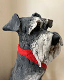 Schnauzer (Red Necker) ORIGINAL Sculpture by Louise Brown