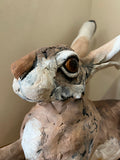 Lying Down Hare (Ears Down) Original Sculpture by Louise Brown *SOLD*
