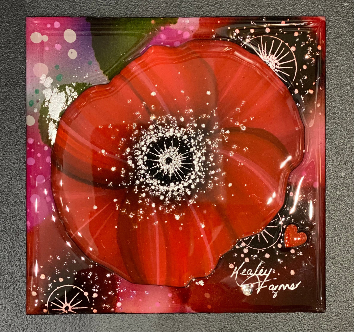 Kealey Farmer Poppy Remembrance II Original available to purchase from The Acorn Gallery in Pocklington. Delivery available.